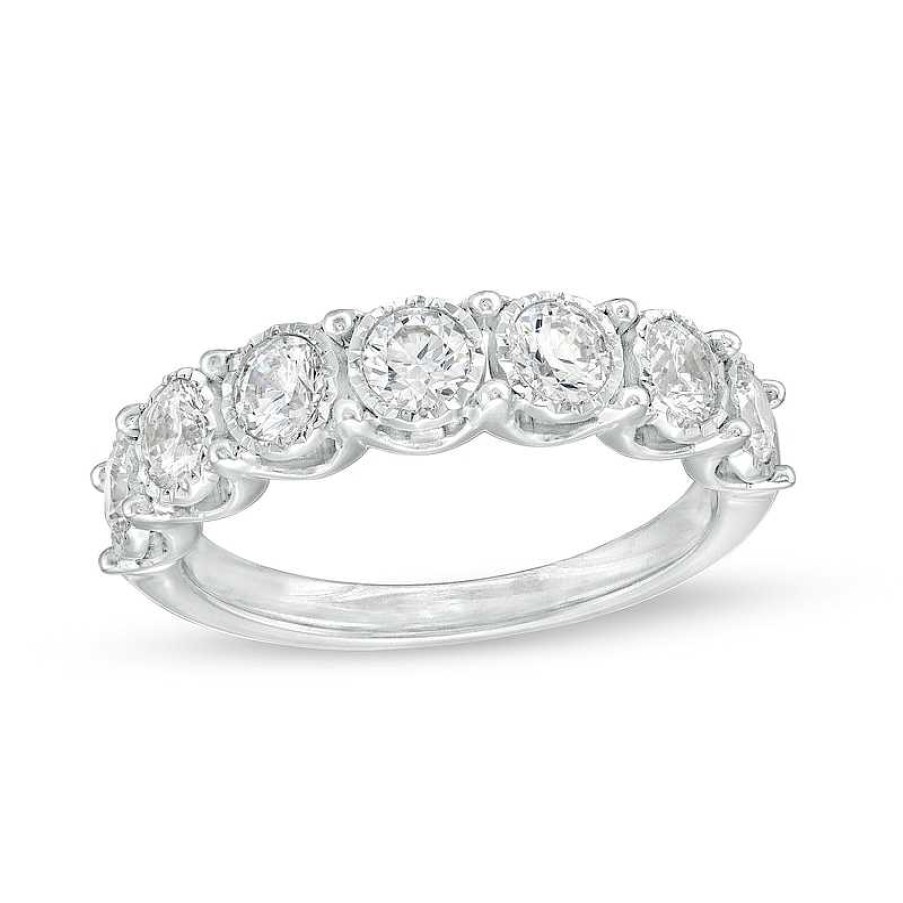 Rings Zales | 1 Ct. T.W. Diamond Seven Stone Anniversary Band In 10K White Gold