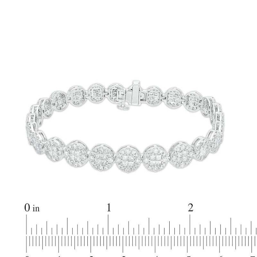 Bracelets Zales | 6 Ct. T.W. Multi-Diamond Line Bracelet In 10K White Gold – 7.25"