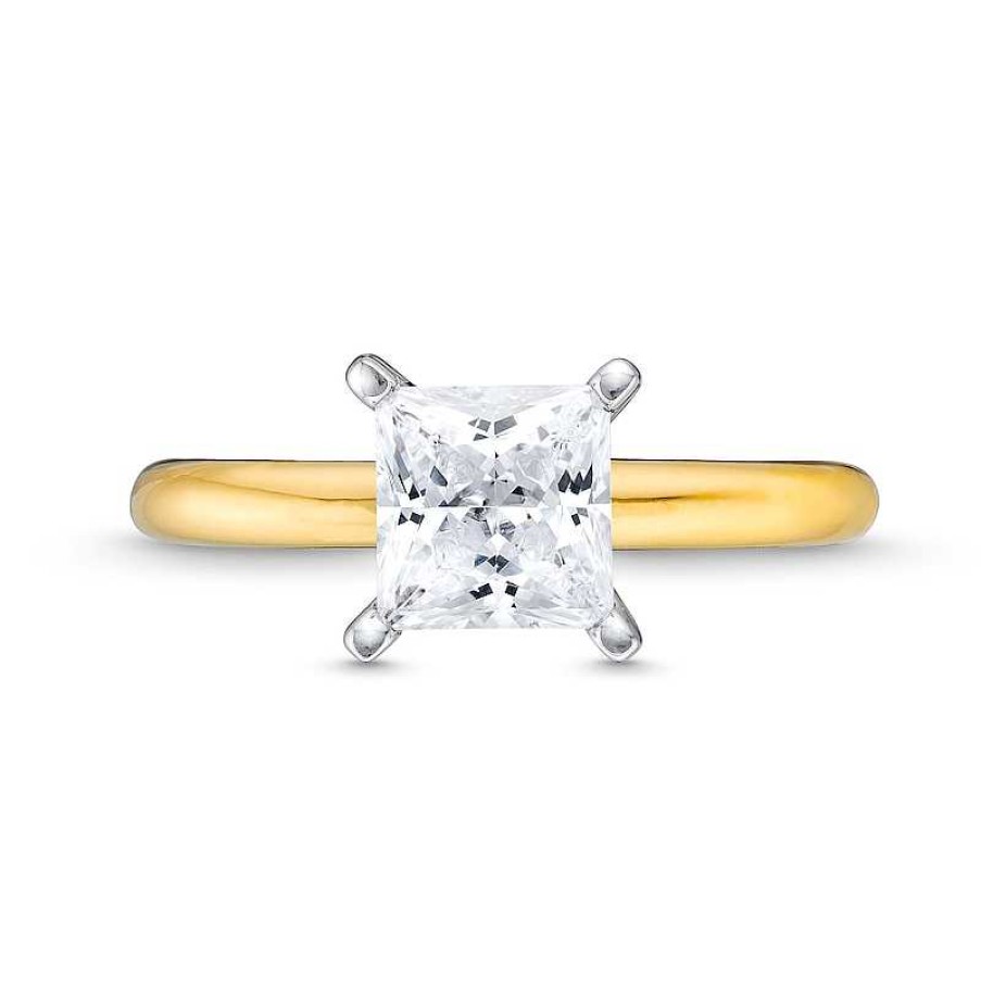 Rings Zales | 1-1/2 Ct. Princess-Cut Certified Lab-Created Diamond Solitaire Engagement Ring In 14K Gold (I/Si2)