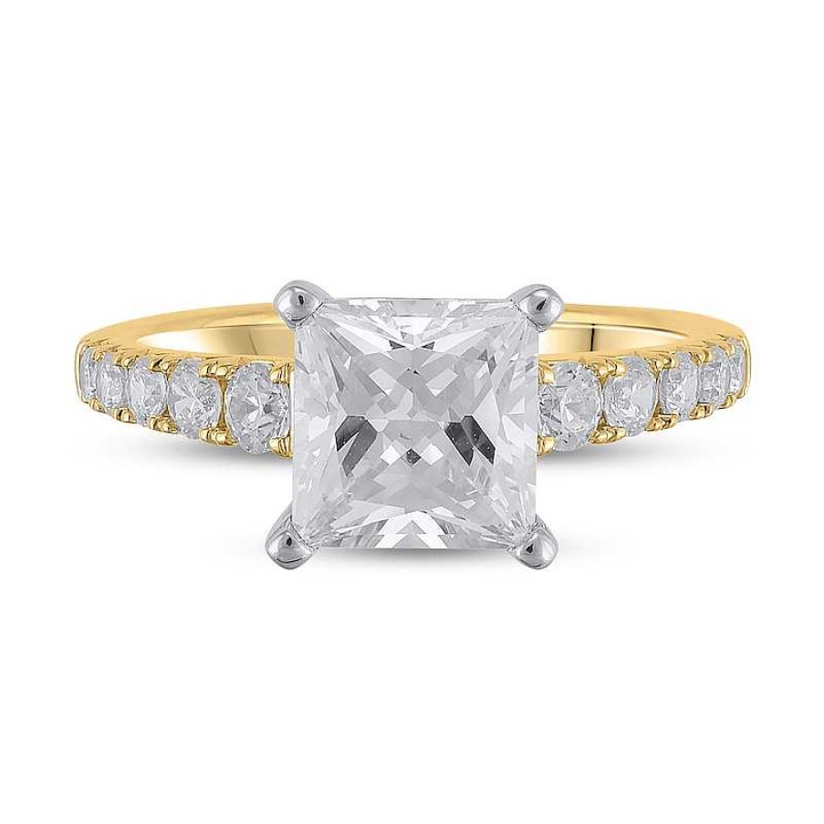 Rings Zales | Certified Princess-Cut Lab-Created Diamond Center Stone 2-1/2 Ct. T.W. Engagement Ring In 14K Gold (F/Vs2)