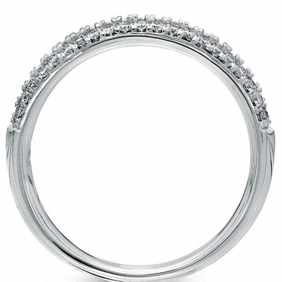 Rings Zales | Vera Wang Love Collection 3/8 Ct. T.W. Diamond Two Row Band In 14K White Gold