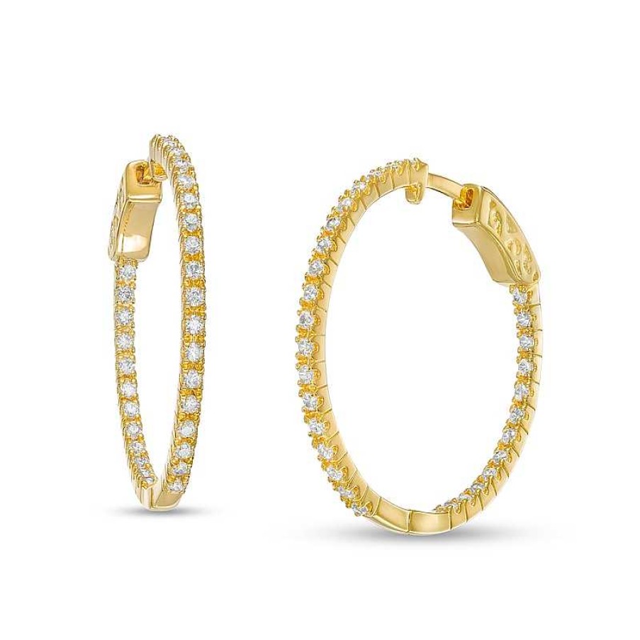 Earrings Zales | 1 Ct. T.W. Diamond Inside-Out Hoop Earrings In 10K Gold