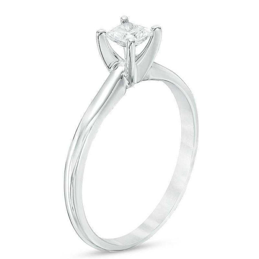 Rings Zales | 1/3 Ct. Princess-Cut Diamond Solitaire Engagement Ring In 14K White Gold (I/I2)