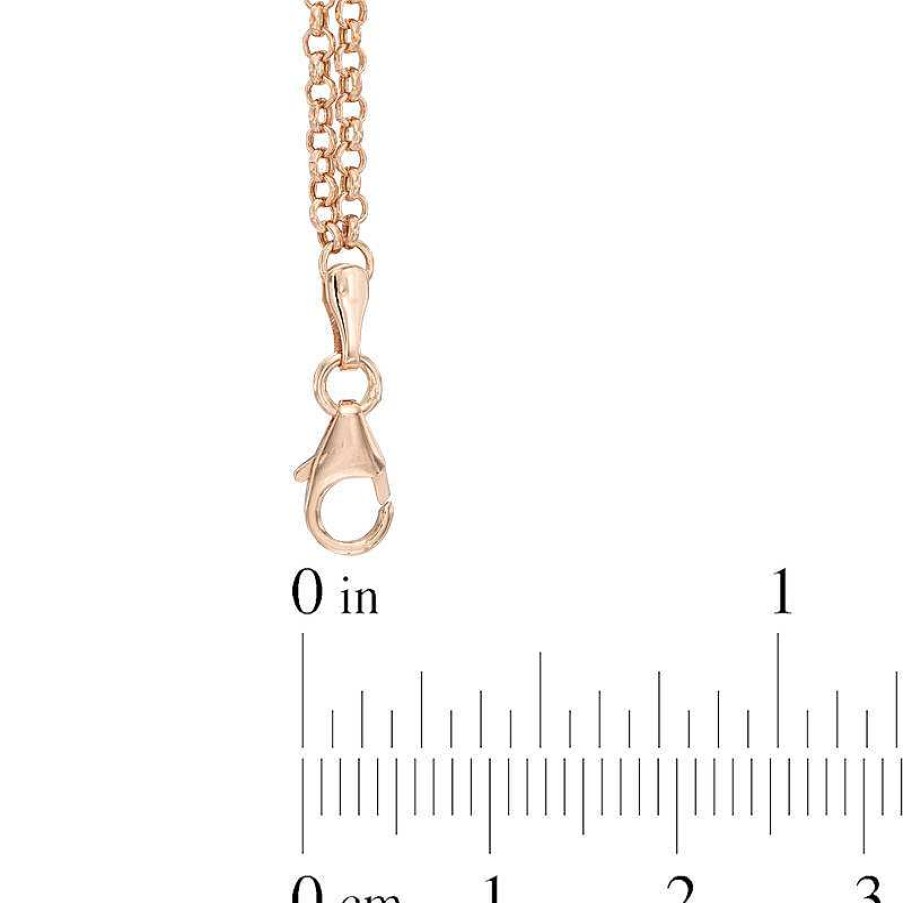 Bracelets Zales | Double Chain Heart Anklet In 10K Rose Gold - 10"