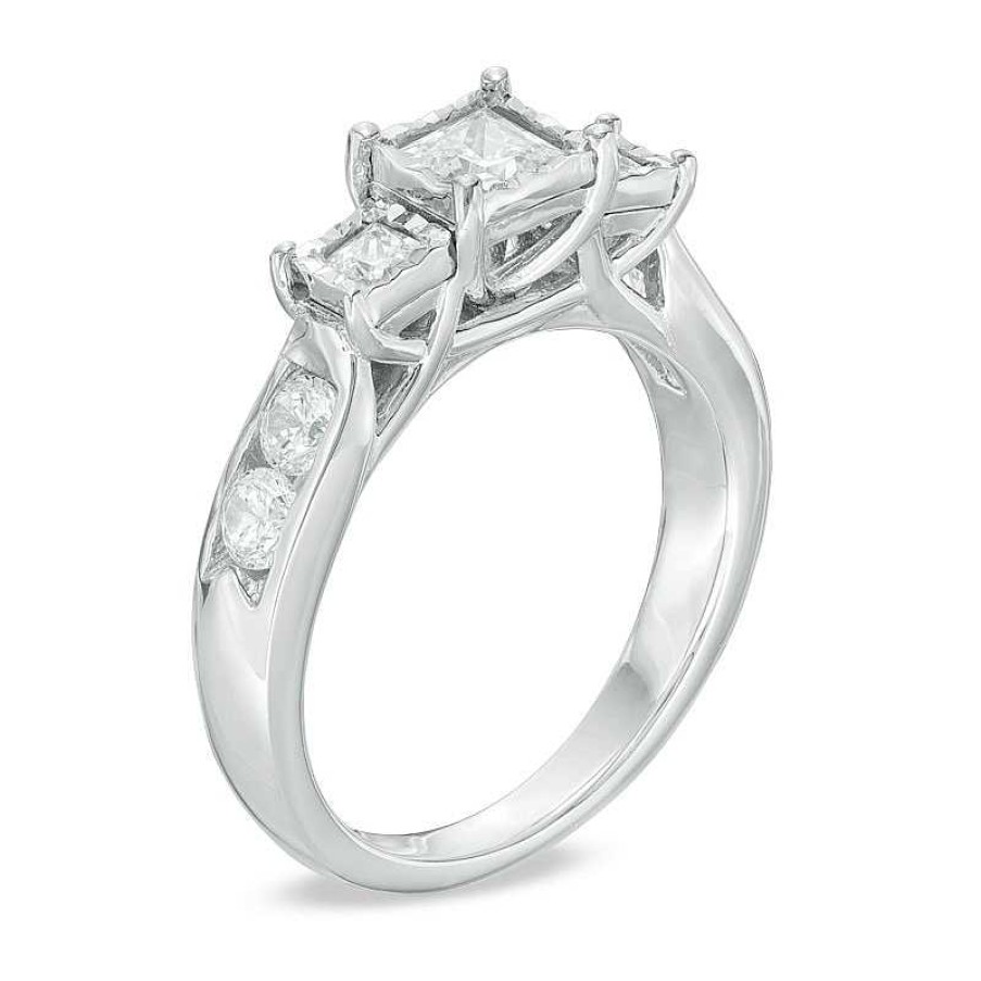 Rings Zales | 1 Ct. T.W. Princess-Cut Diamond Past Present Future® Miracle Engagement Ring In 10K White Gold