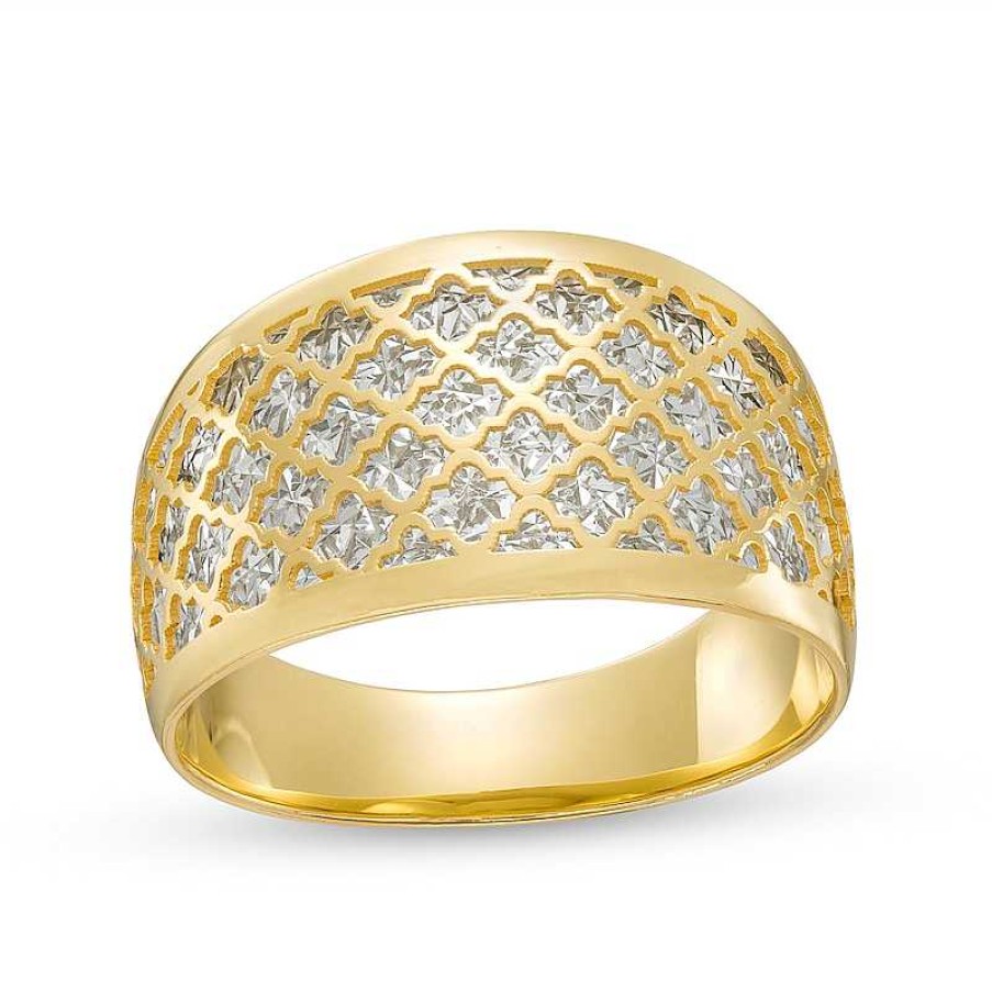 Rings Zales | Oro Diamante™ Diamond-Cut Lattice Ring In 14K Two-Tone Gold - Size 7