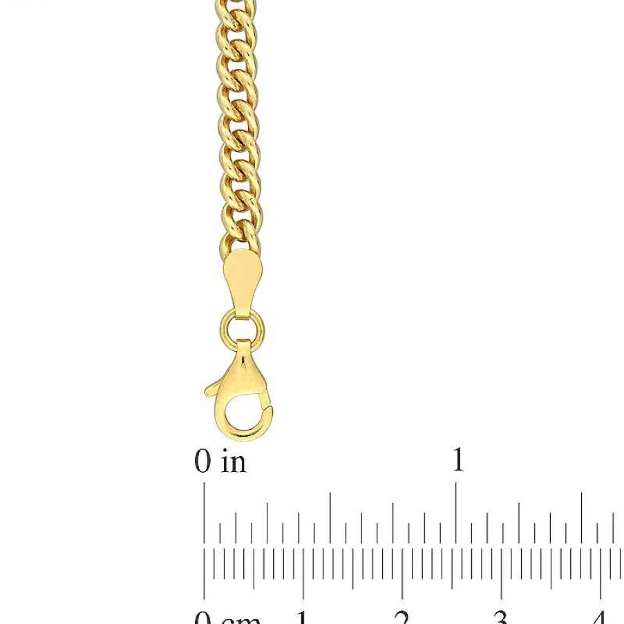 Bracelets Zales | 4.4Mm Curb Chain Anklet In Sterling Silver In Gold-Tone Flash Plate - 9"