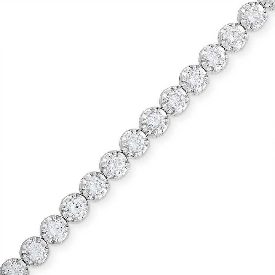 Bracelets Zales | 5 Ct. T.W. Certified Lab-Created Tennis Bracelet In 14K White Gold (F/Si2)