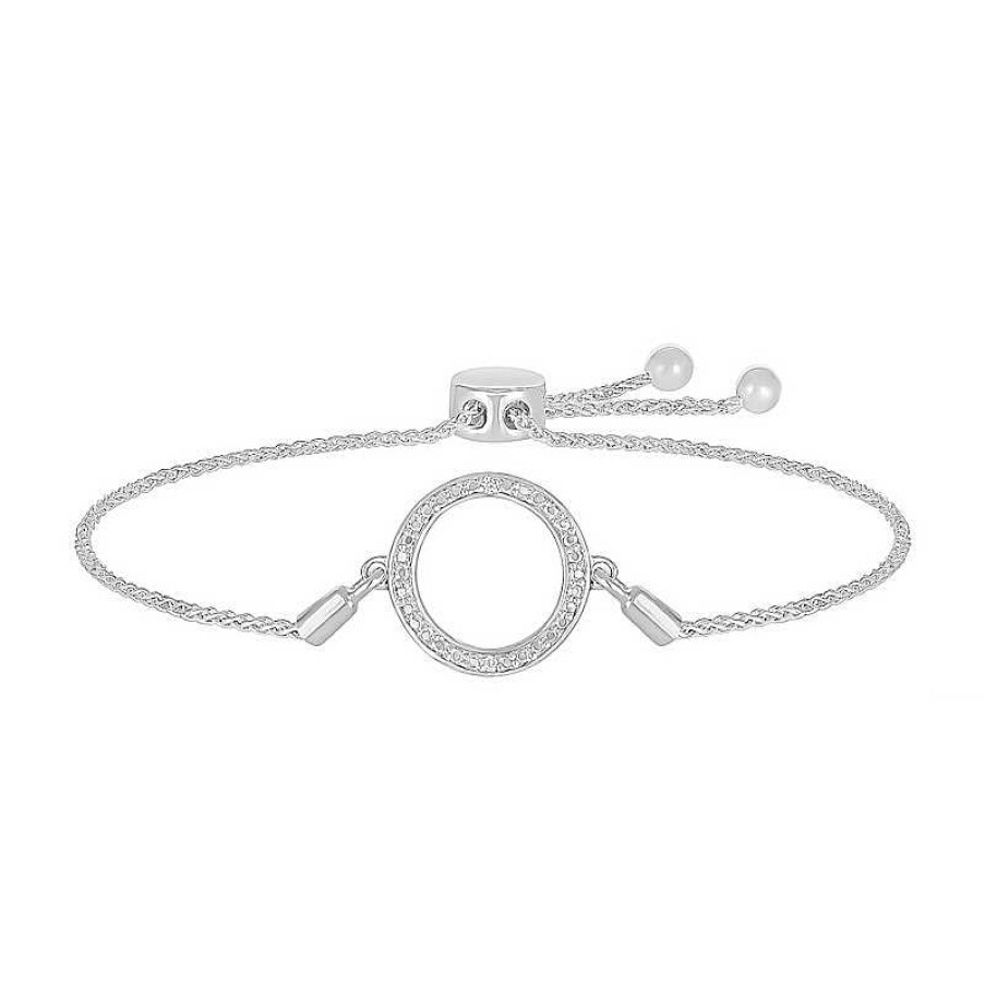 Bracelets Zales | Diamond Accent Open Circle Bolo Bracelet In Sterling Silver – 9.5"