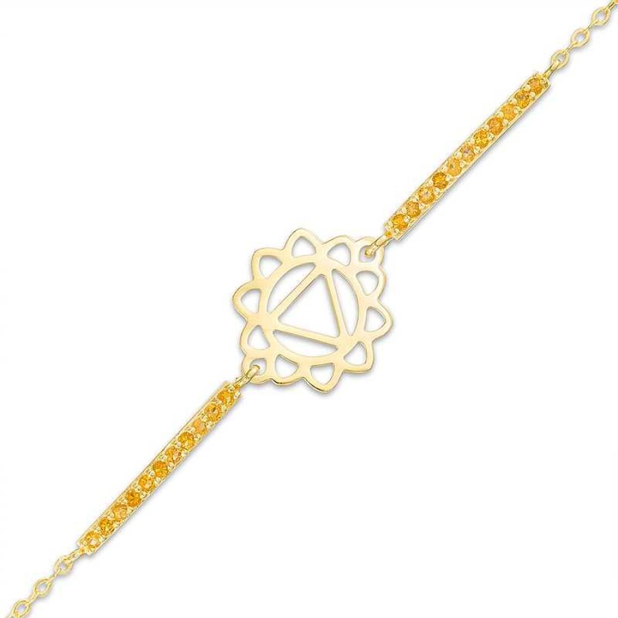 Bracelets Zales | Citrine Solar Plexus Chakra Symbol Bracelet In Sterling Silver With 18K Gold Plate – 7.75"