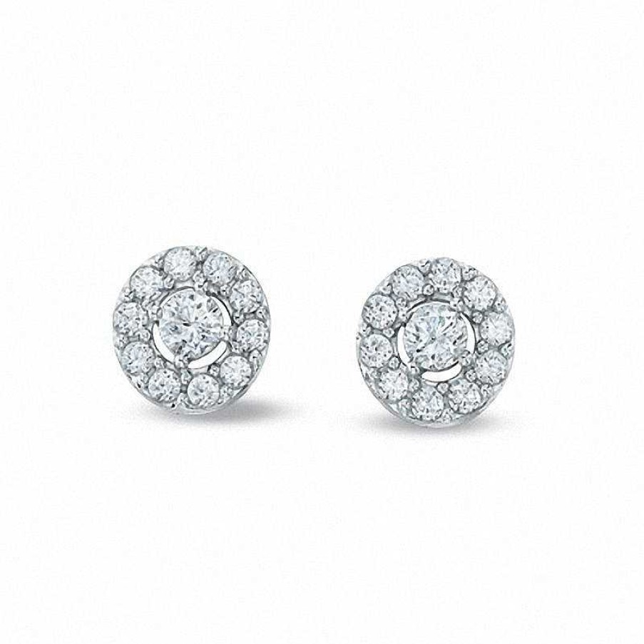 Earrings Zales | 1/2 Ct. T.W. Diamond Open Frame Stud Earrings In 10K White Gold