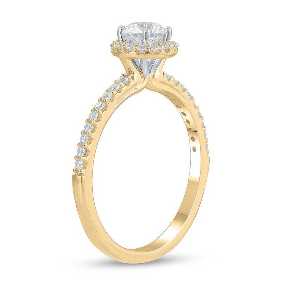 Rings Zales | Certified Lab-Created Diamond Center Stone 3/4 Ct. T.W. Frame Engagement Ring In 14K Gold (F/Vs2)