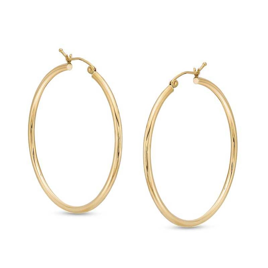 Earrings Zales | 40.0Mm Tube Hoop Earrings In 14K Gold