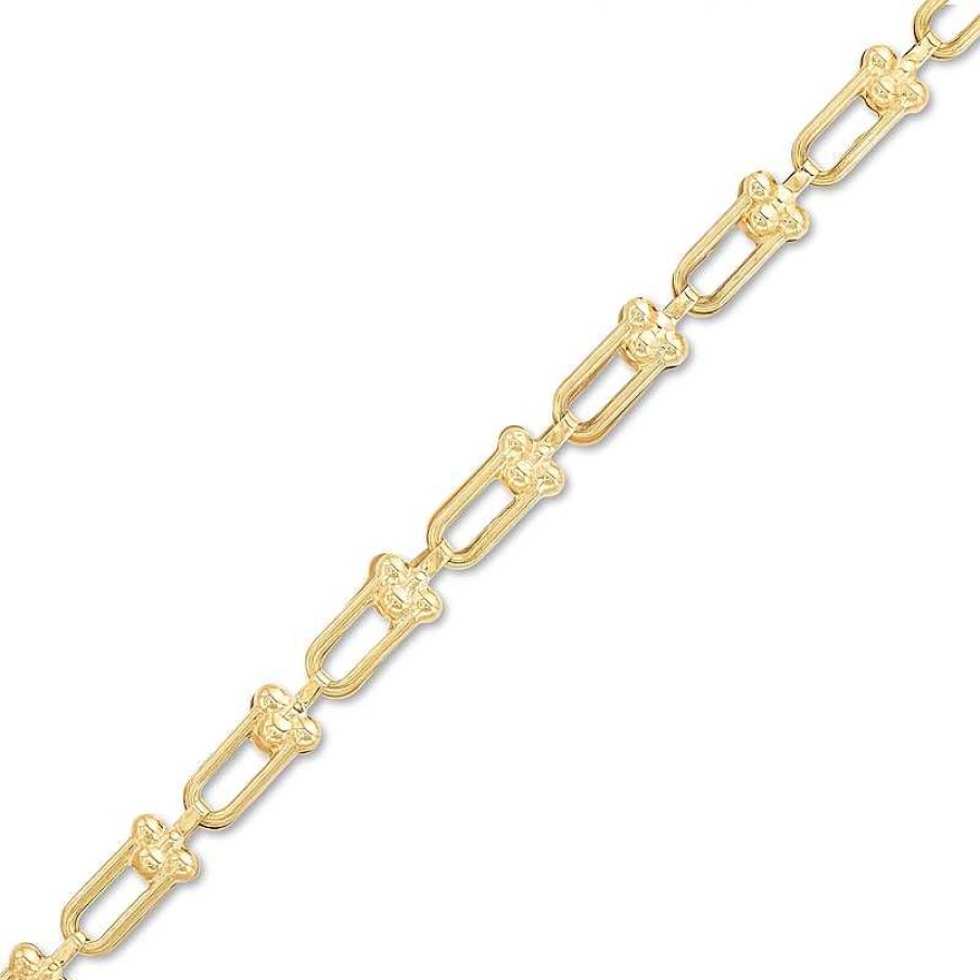 Bracelets Zales | Equestrian Stirrup Line Bracelet In Hollow 10K Gold - 7.5"