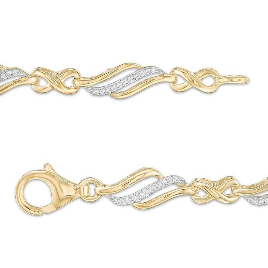 Bracelets Zales | 1/4 Ct. T.W. Diamond Alternating Infinity Bracelet In 10K Gold – 7.5"