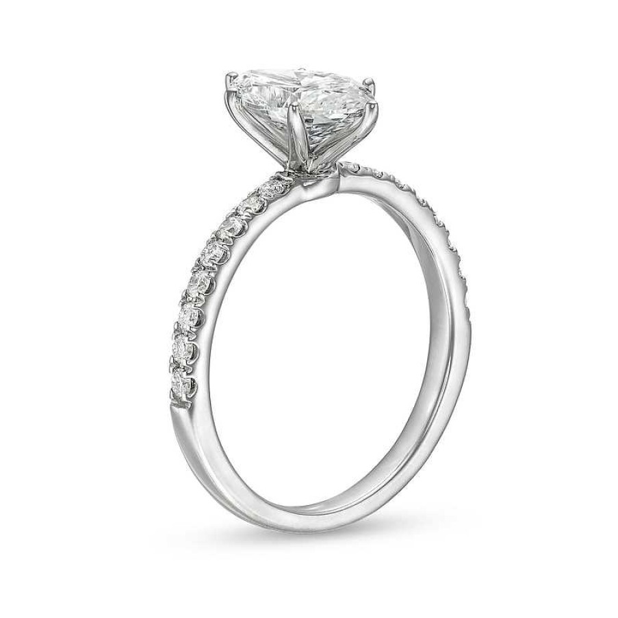 Rings Zales | 1-3/4 Ct. T.W. Certified Marquise-Cut Lab-Created Diamond Engagement Ring In 14K White Gold (F/Vs2)