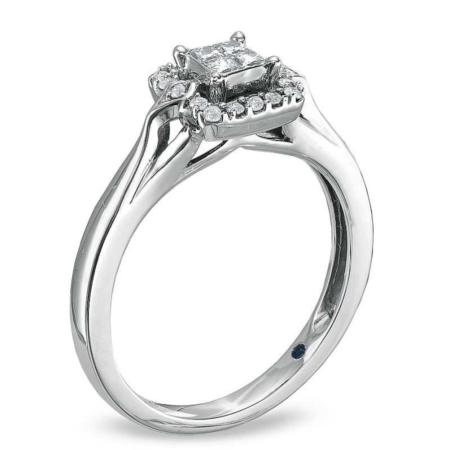 Rings Zales | Cherished Promise Collection™ 1/4 Ct. T.W. Quad Princess-Cut Diamond Promise Ring In 10K White Gold