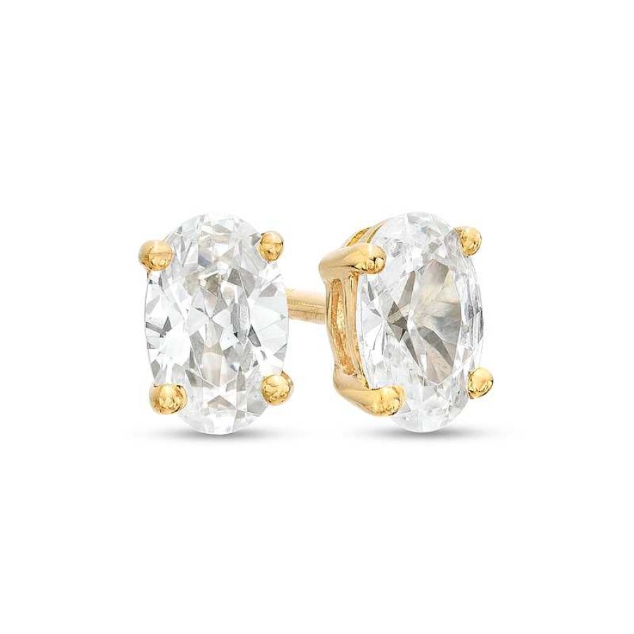 Earrings Zales | 1/2 Ct. T.W. Certified Oval Lab-Created Diamond Solitaire Stud Earrings In 14K Gold (F/Si2)