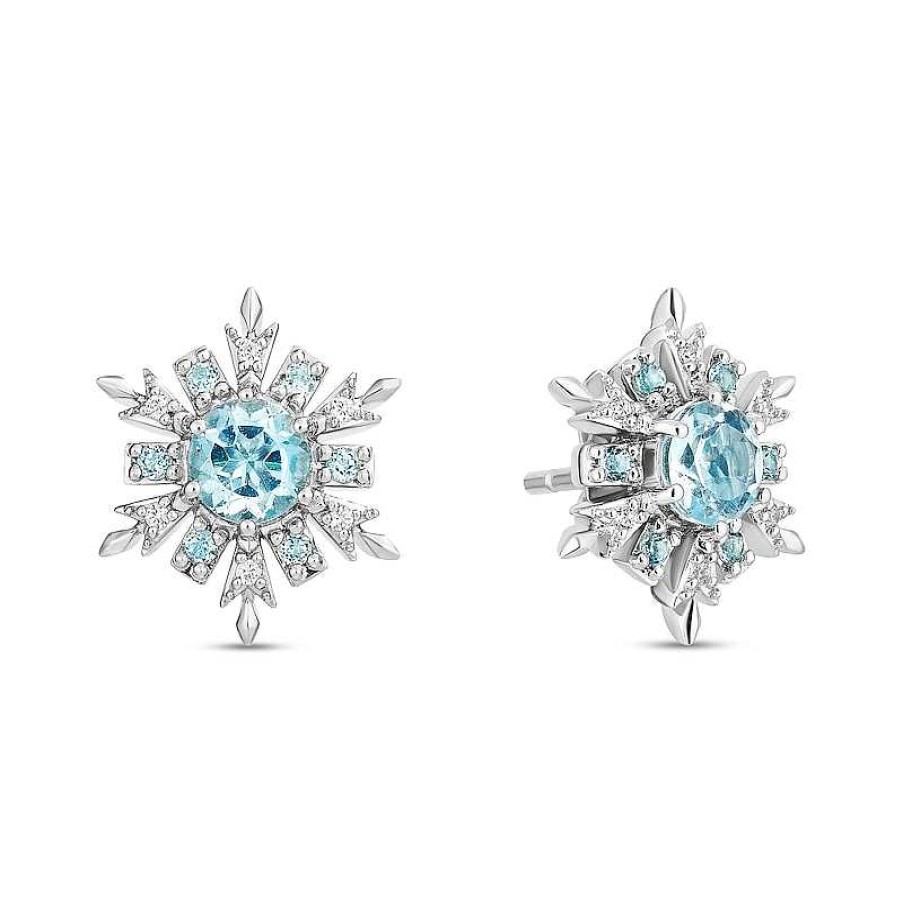 Earrings Zales | Collector'S Edition Enchanted Disney Frozen 10Th Anniversary Snowflake Pendant And Stud Earrings Set In Sterling Silver