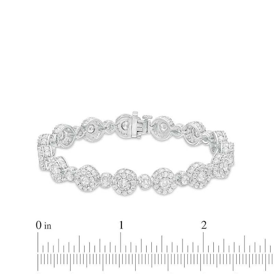 Bracelets Zales | 10 Ct. T.W. Diamond Frame Alternating Line Bracelet In 10K White Gold