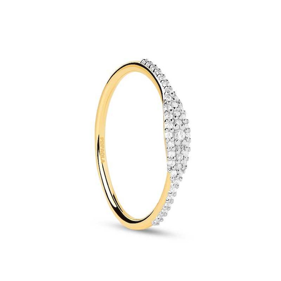 Rings Zales | Pdpaola™ At Zales 1/6 Ct. T.W. Lab-Created Diamond Elongated Evil Eye Ring In 18K Gold - Size 7