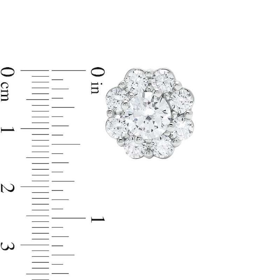 Earrings Zales | 2 Ct. T.W. Certified Lab-Created Diamond Scallop Frame Flower Stud Earrings In 14K White Gold (F/Si2)