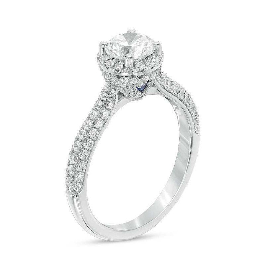 Rings Zales | Vera Wang Love Collection 1-5/8 Ct. T.W. Certified Diamond Frame Engagement Ring In 14K White Gold (I/Si2)