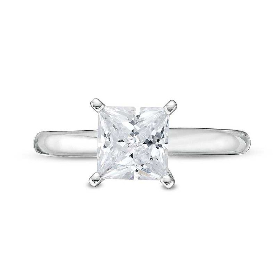 Rings Zales | 1-1/2 Ct. Princess-Cut Certified Lab-Created Diamond Solitaire Engagement Ring In 14K White Gold (I/Si2)