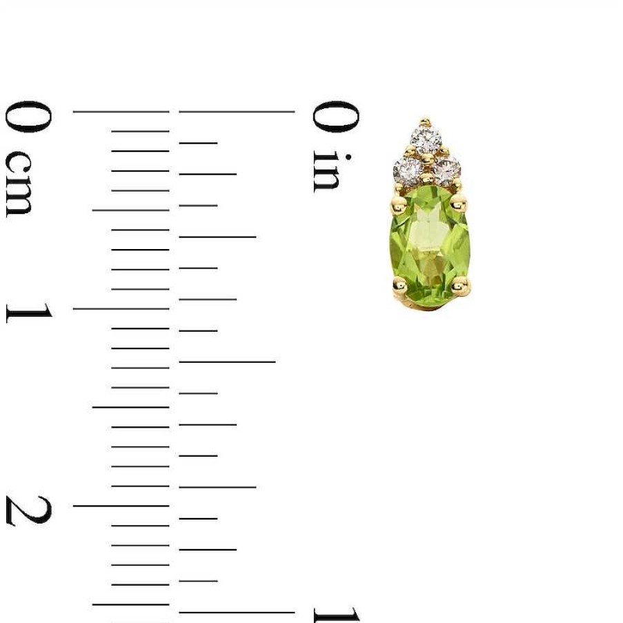 Earrings Zales | Oval Peridot And 1/10 Ct. T.W. Diamond Stud Earrings In 10K Gold