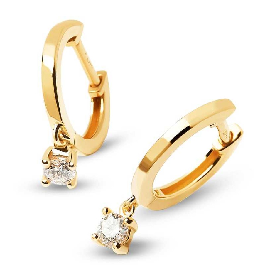 Earrings Zales | Pdpaola™ At Zales 1/5 Ct. T.W. Lab-Created Diamond Solitaire Drop Hoop Earrings In 18K Gold