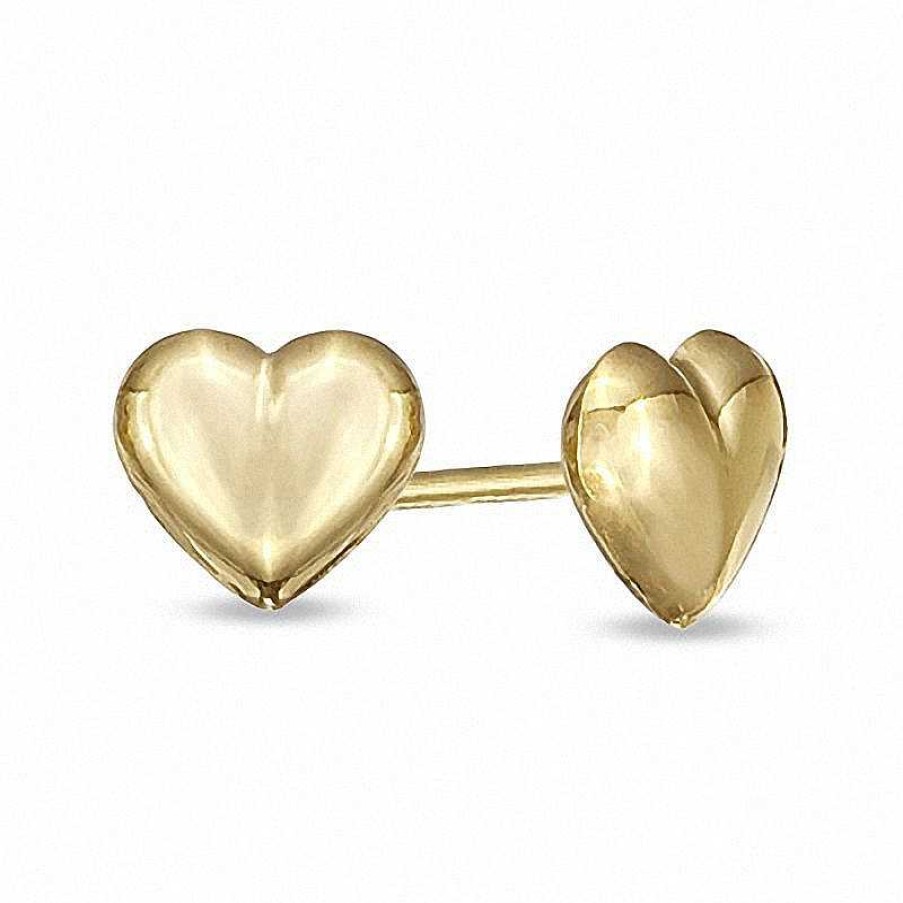 Earrings Zales | Child'S Puffy Heart Stud Earrings In 14K Gold