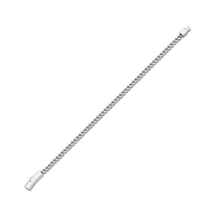 Bracelets Zales | Men'S 4.0Mm Solid Foxtail Chain Bracelet In Stainless Steel - 9.0"