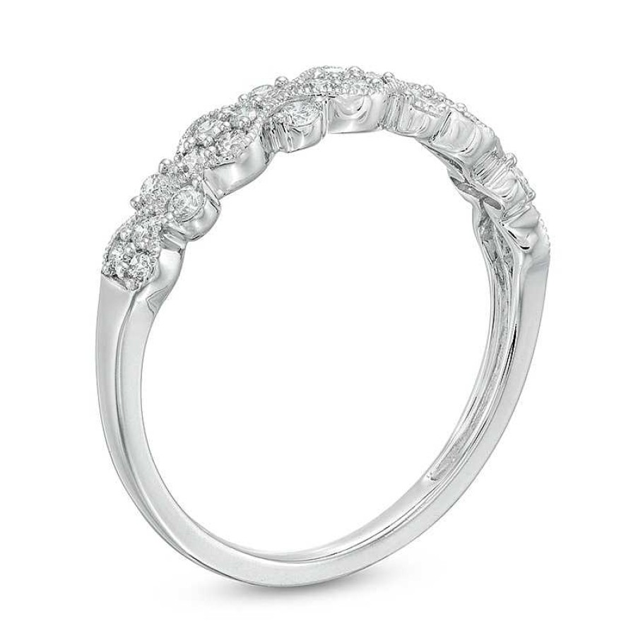 Rings Zales | Previously Owned - 1/3 Ct. T.W. Diamond Milgrain Stackable Band In 10K White Gold