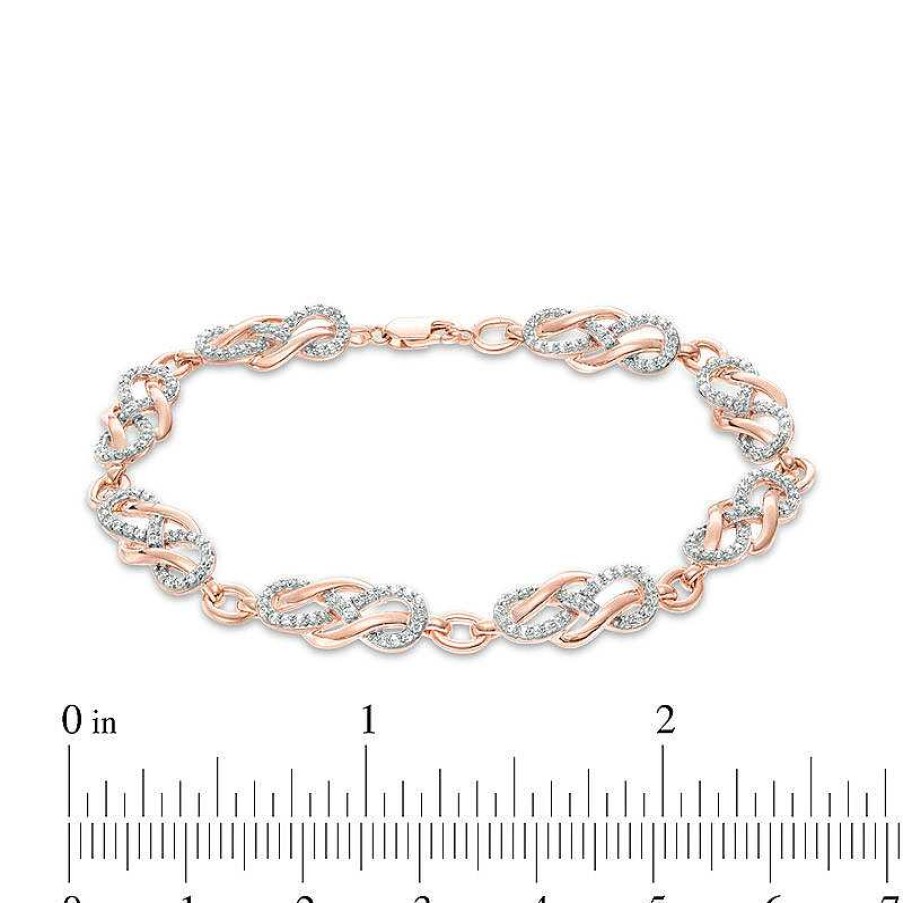 Bracelets Zales | 1 Ct. T.W. Diamond Infinity Loop Bracelet In 10K Rose Gold