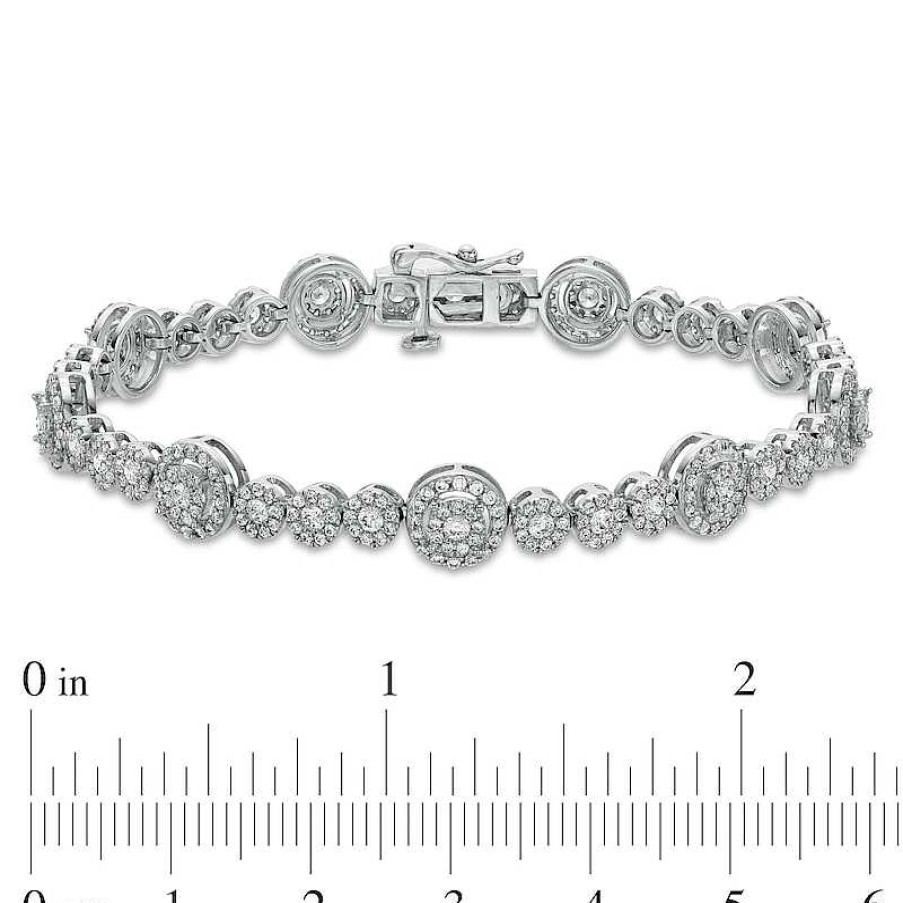 Bracelets Zales | 3 Ct. T.W. Composite Diamond Frame Alternating Bracelet In 10K White Gold In 10K White Gold – 7.25"