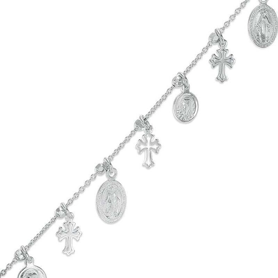 Bracelets Zales | Religious Charms Bracelet In Sterling Silver - 7.25"