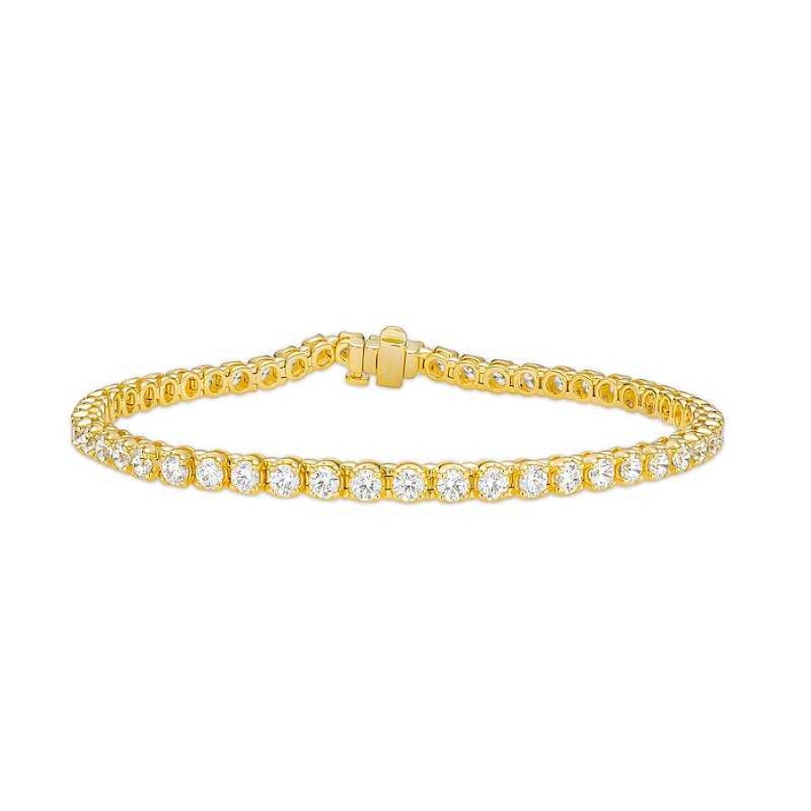 Bracelets Zales | Men'S 7 Ct. T.W. Certified Lab-Created Diamond Tennis Bracelet In 14K Gold (F/Si2) – 8.47"