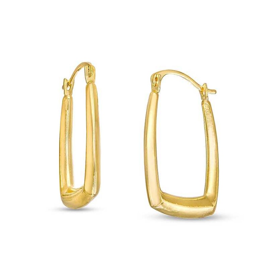 Earrings Zales | Rectangular Tube Hoop Earrings In 14K Gold