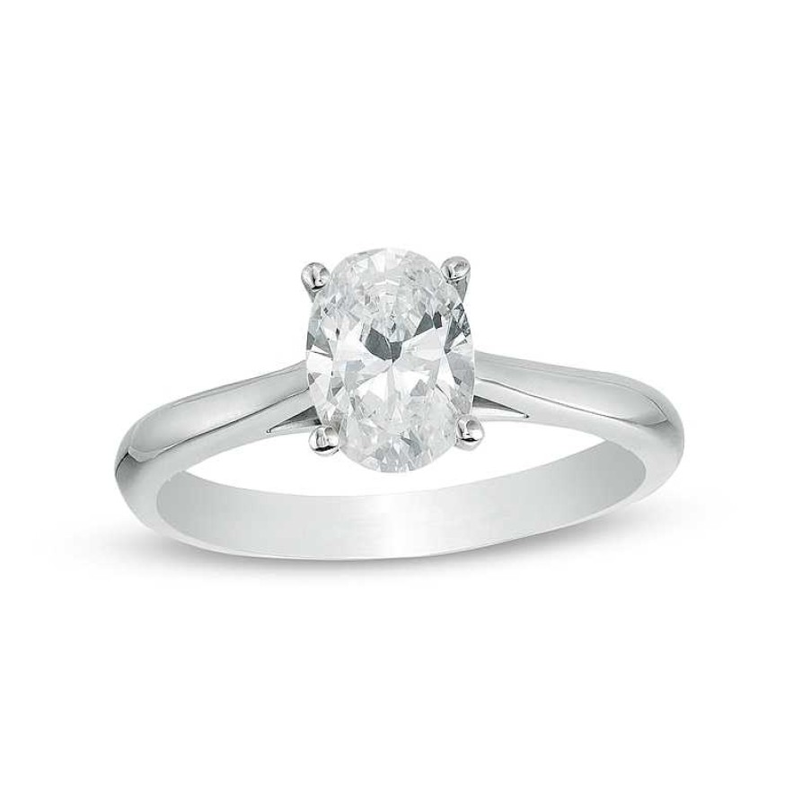 Rings Zales | 1 Ct. Certified Oval Diamond Solitaire Engagement Ring In 14K White Gold (I/I2)