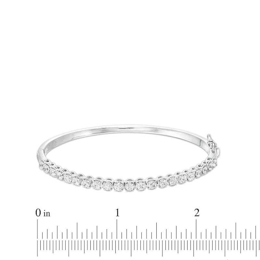 Bracelets Zales | 2 Ct. T.W. Certified Lab-Created Diamond Bangle In 14K White Gold (F/Si2) – 7.25"