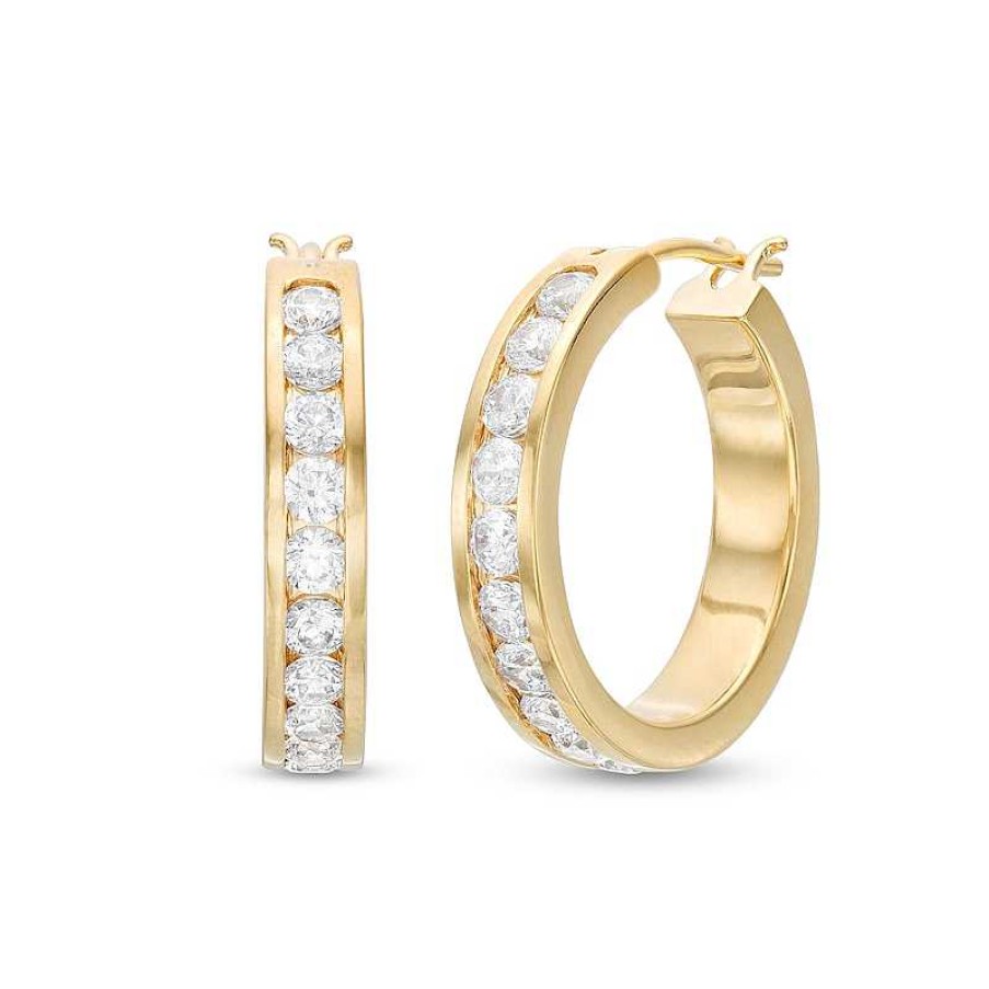 Earrings Zales | 1 Ct. T.W. Certified Lab-Created Diamond Ten Stone Hoop Earrings In 14K Gold (F/Si2)