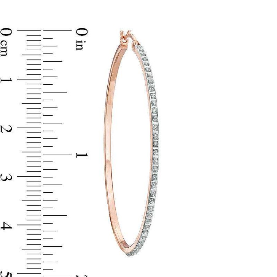 Earrings Zales | Diamond Fascination™ Large Hoop Earrings In Sterling Silver With 18K Rose Gold Plate