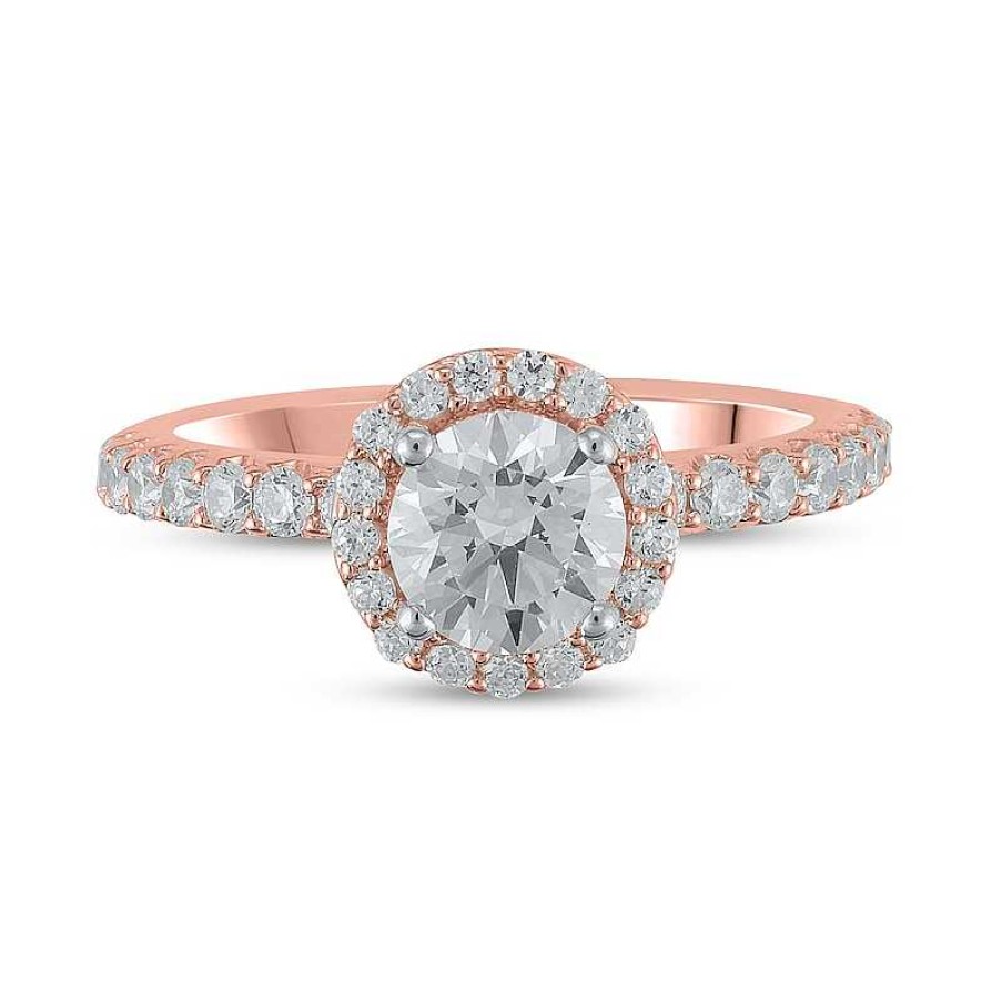 Rings Zales | Certified Lab-Created Diamond Center Stone 1-1/2 Ct. T.W. Frame Engagement Ring In 14K Rose Gold (F/Vs2)