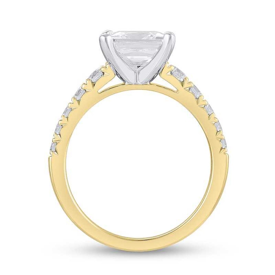 Rings Zales | Certified Princess-Cut Lab-Created Diamond Center Stone 2-1/2 Ct. T.W. Engagement Ring In 14K Gold (F/Vs2)