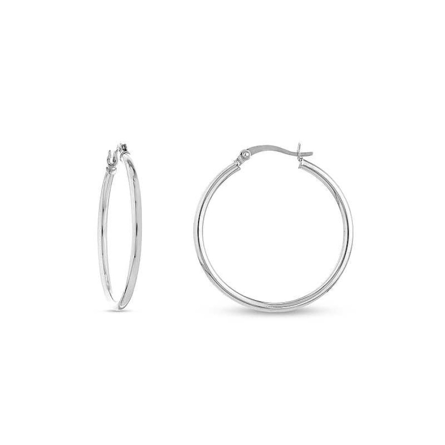 Earrings Zales | Essentials Polished Multi-Size Tube Hoop Earrings Set In 10K White Gold