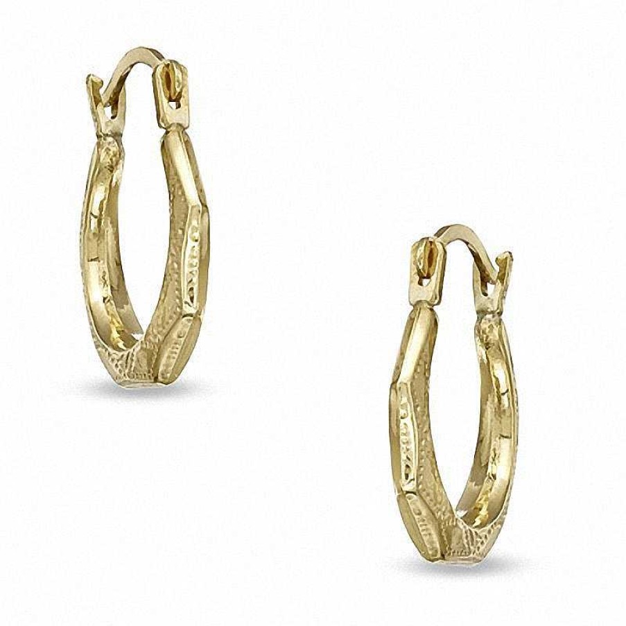 Earrings Zales | Child'S Faceted Hoop Earrings In 14K Gold