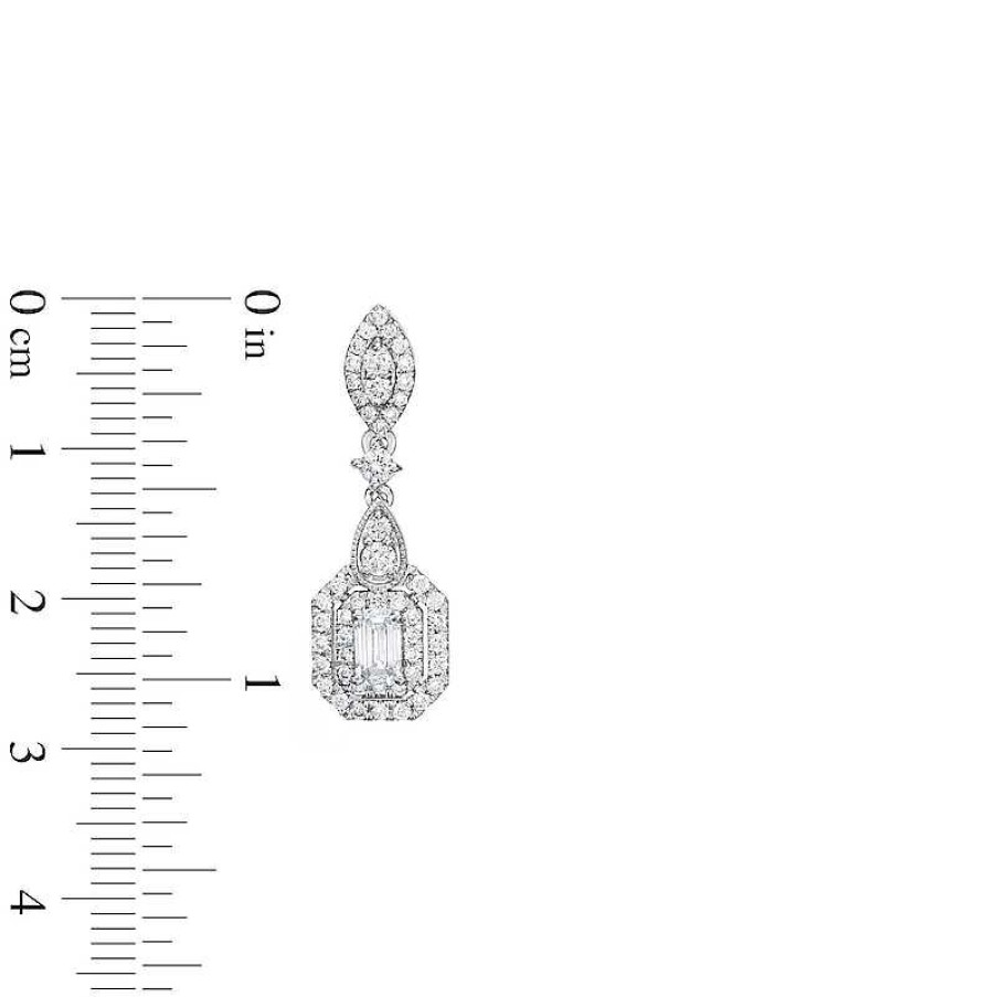 Earrings Zales | Zales X Rocksbox 1-1/2 Ct. T.W. Emerald-Cut Lab-Created Diamond Drop Earrings In 10K White Gold