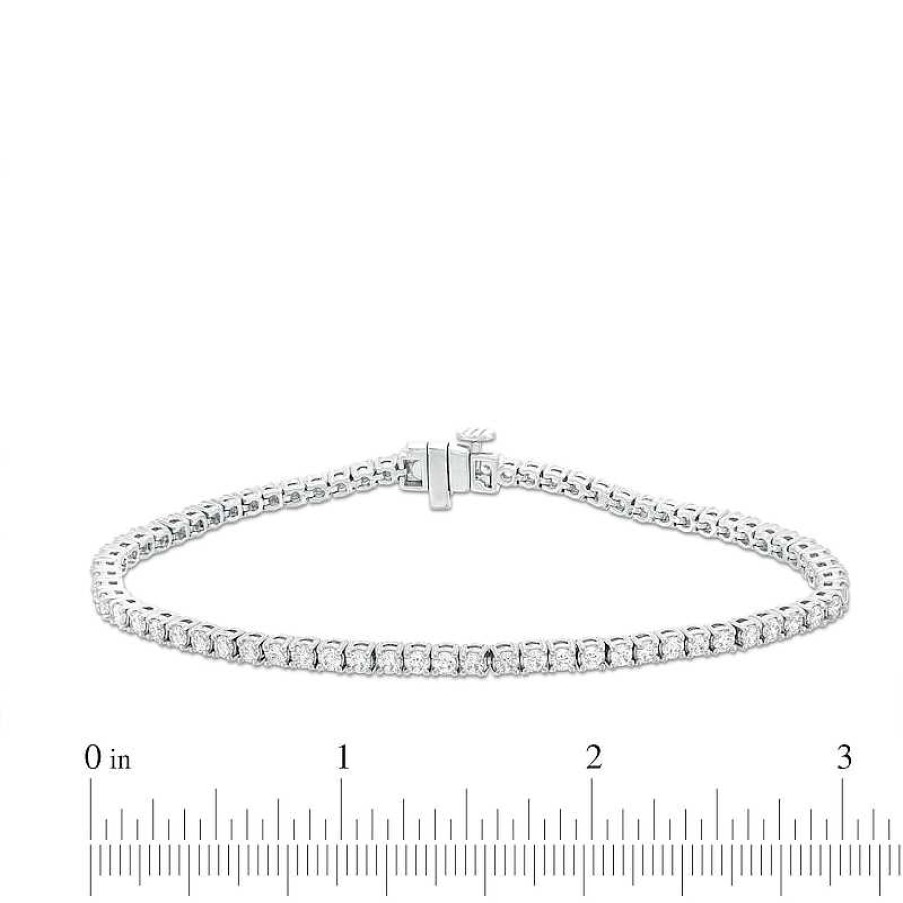 Bracelets Zales | 3 Ct. T.W. Diamond Tennis Bracelet In 14K White Gold – 7.25"