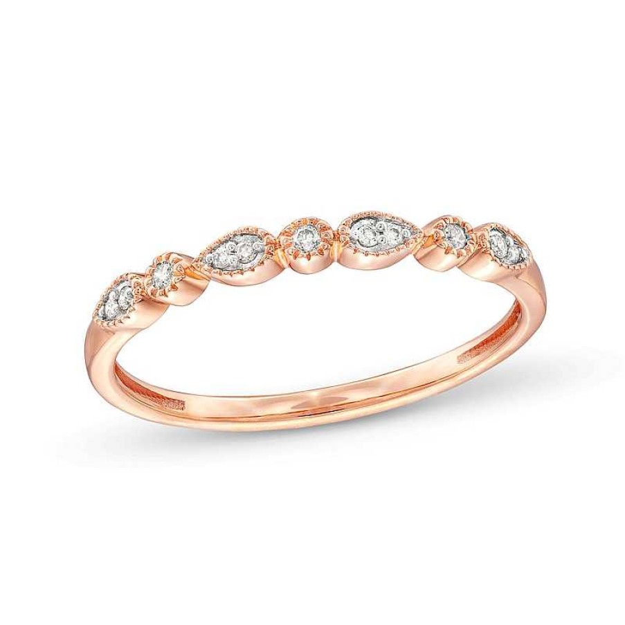 Rings Zales | 1/20 Ct. T.W. Diamond Teardrops Stackable Band In 10K Rose Gold