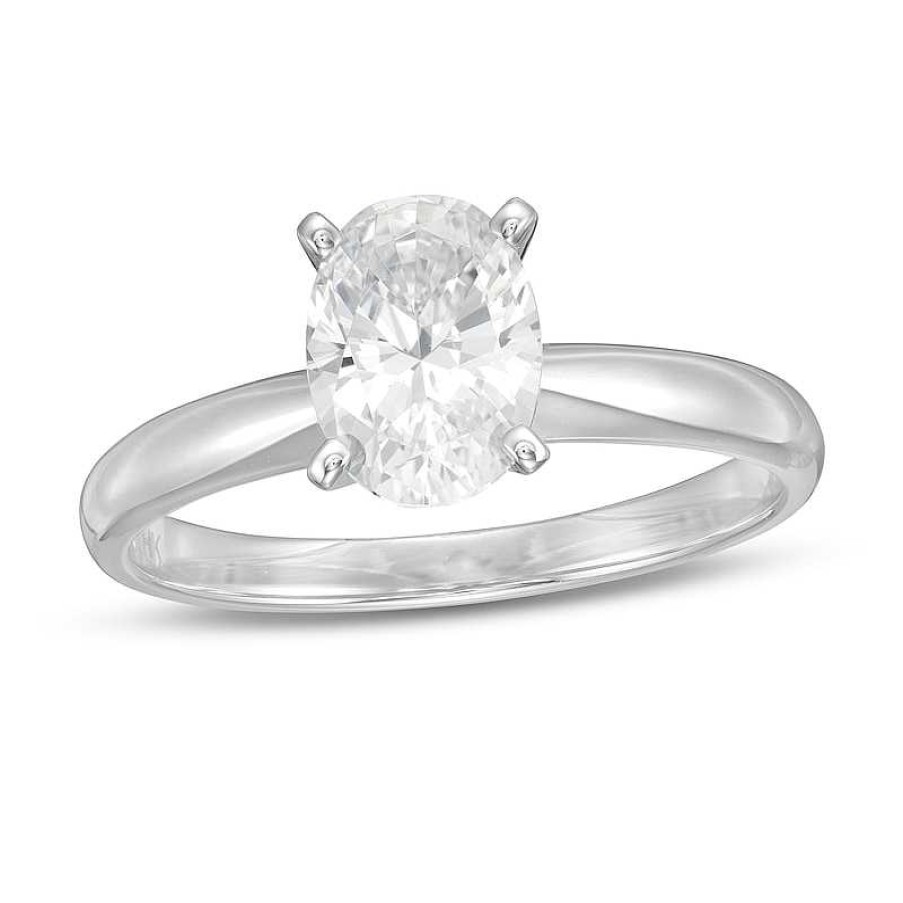 Rings Zales | 1-1/2 Ct. Certified Oval Lab-Created Diamond Solitaire Engagement Ring In 14K White Gold (F/Vs2)